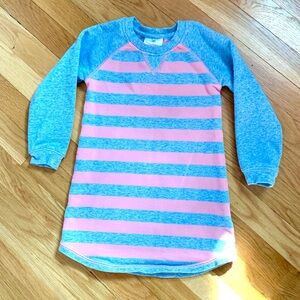 Hanna Andersson Girls’ 90/3 Pink/Grey Striped French Terry Dress